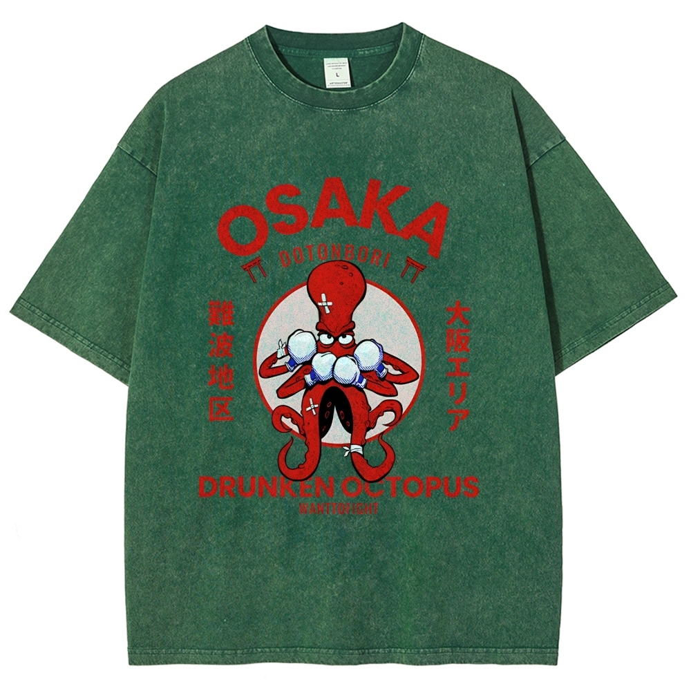 Osaka Octopus Monster Japan Washed T-Shirt