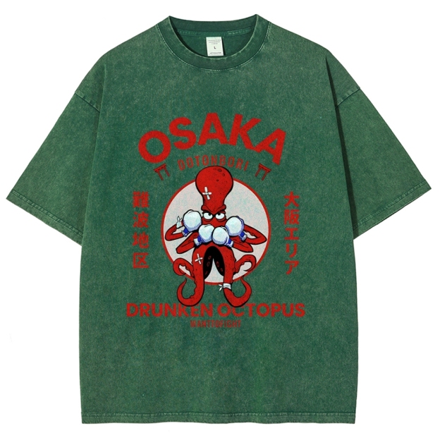 Osaka Octopus Monster Japan Washed T-Shirt