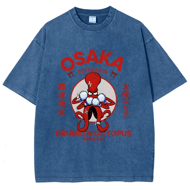 Osaka Octopus Monster Japan Washed T-Shirt