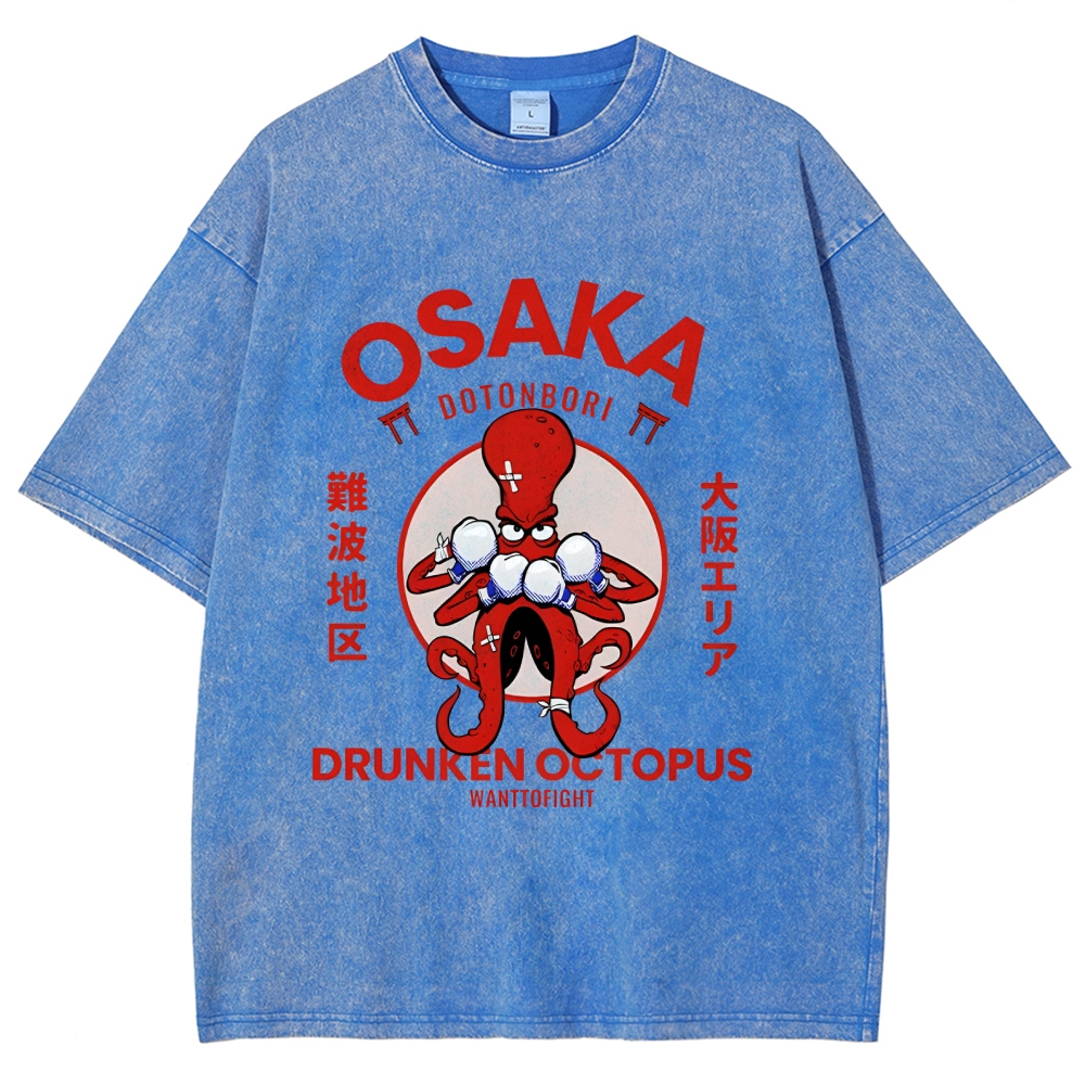 Osaka Octopus Monster Japan Washed T-Shirt