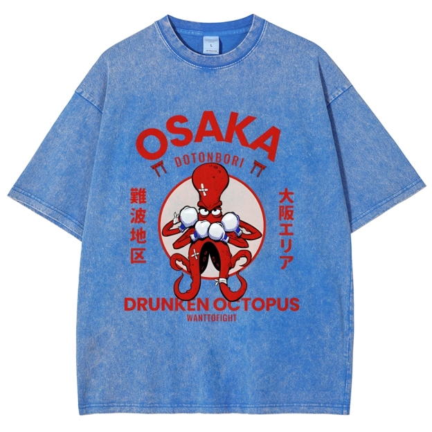 Osaka Octopus Monster Japan Washed T-Shirt