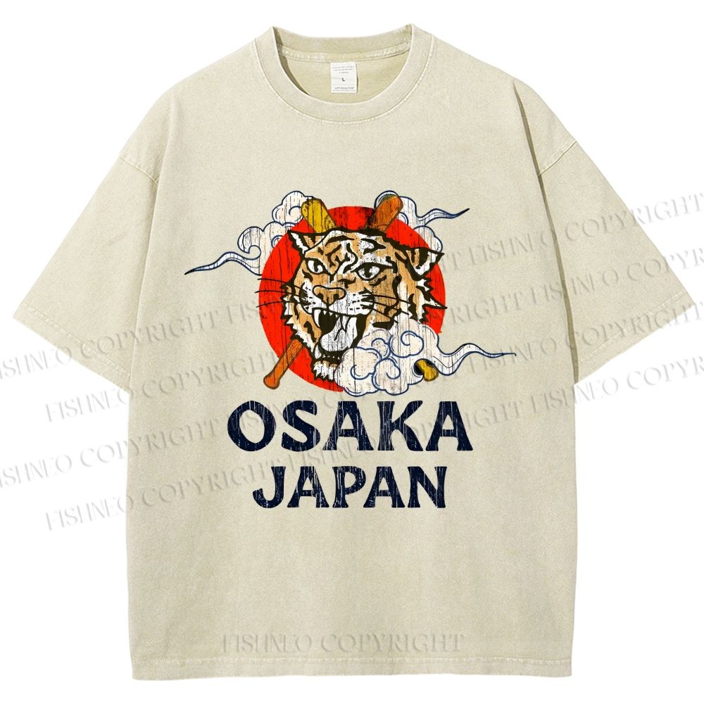 Unisex Vintage Osaka Baseball Club Printed Washed Tee