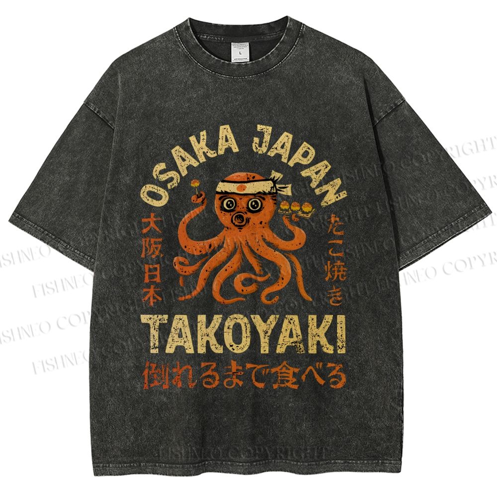 Unisex Takoyaki Printed Washed Tee