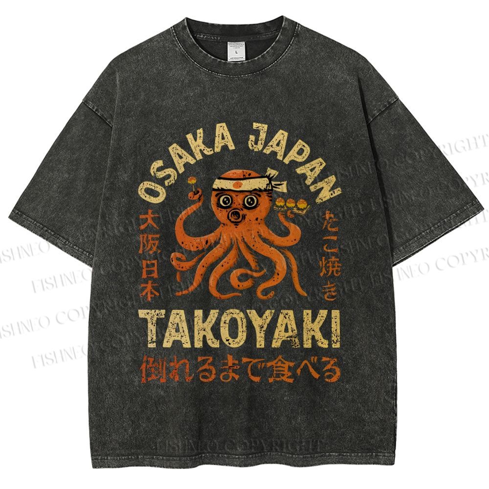 Unisex Takoyaki Printed Washed Tee