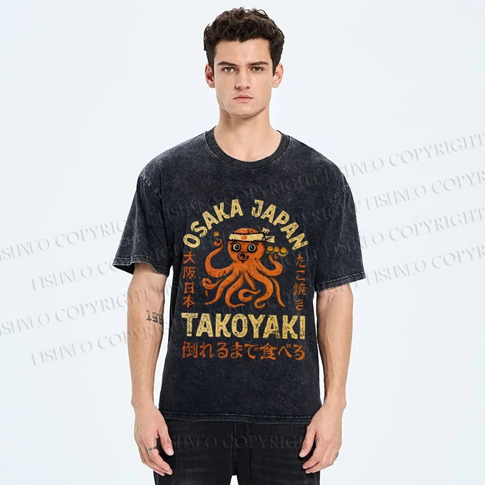 Unisex Takoyaki Printed Washed Tee
