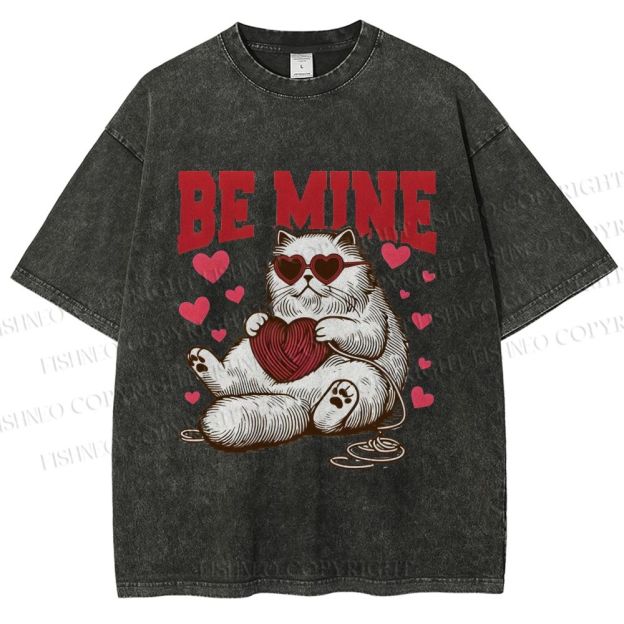 Unisex Be Mine Printed Washed Tee