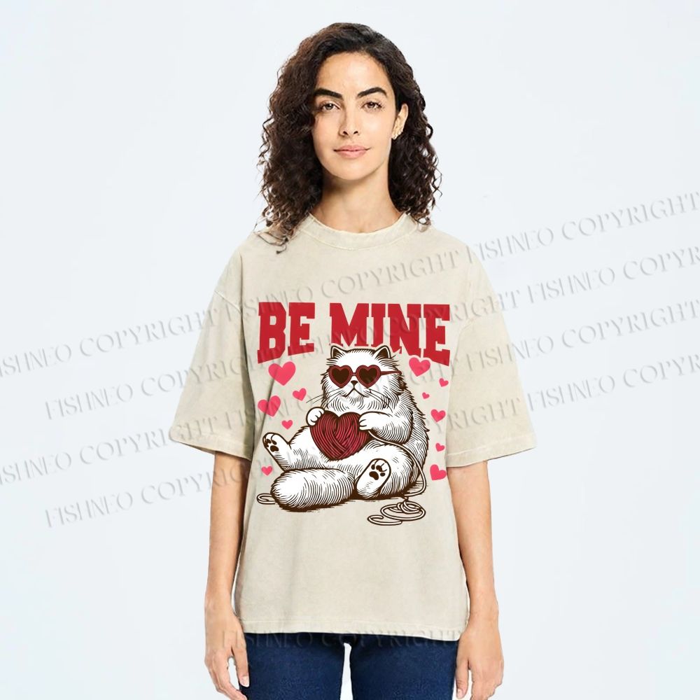 Unisex Be Mine Printed Washed Tee