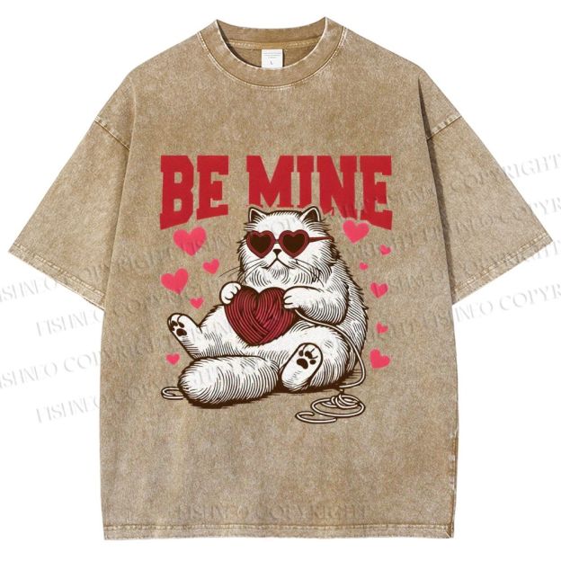 Unisex Be Mine Printed Washed Tee