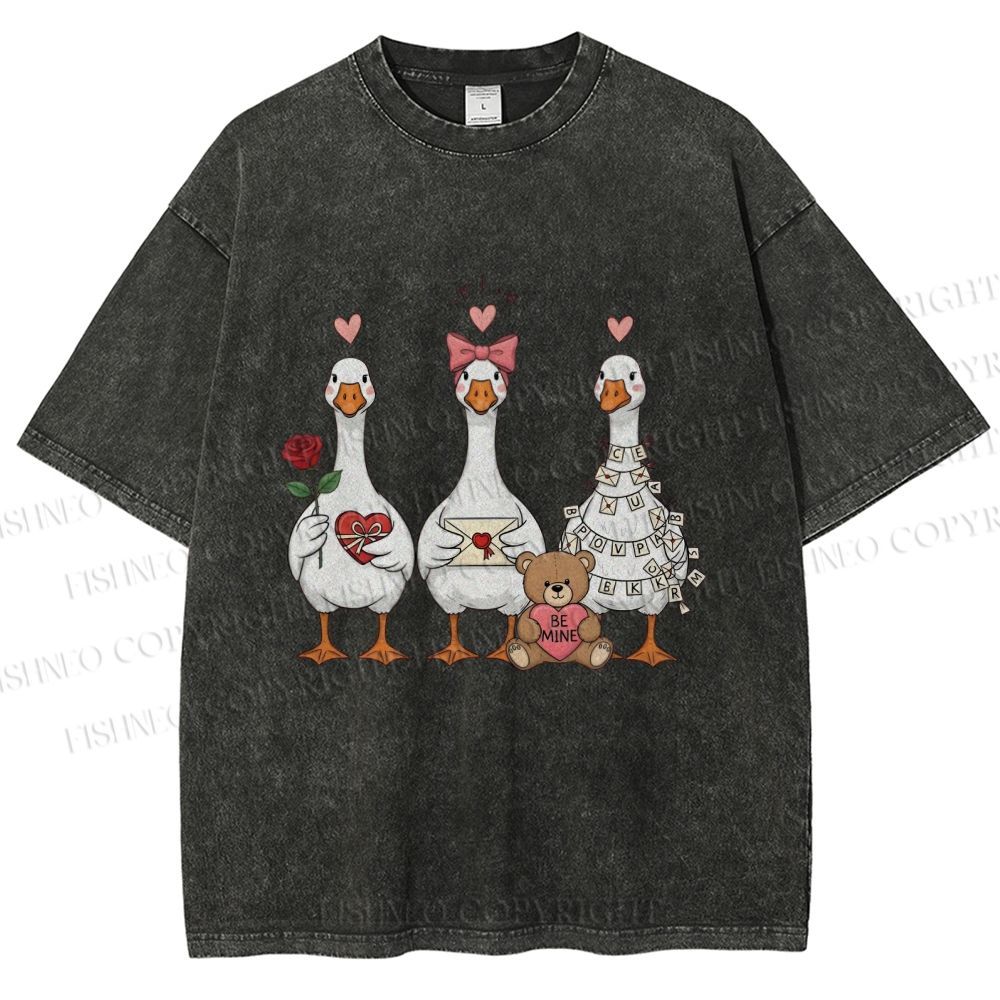 Unisex Love Of Goose Printed Washed Tee