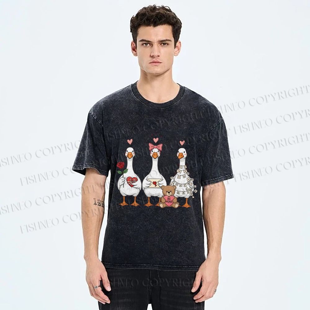 Unisex Love Of Goose Printed Washed Tee