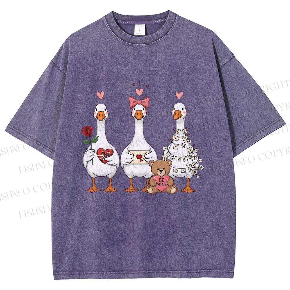 Unisex Love Of Goose Printed Washed Tee
