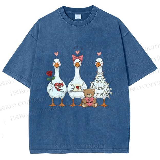 Unisex Love Of Goose Printed Washed Tee