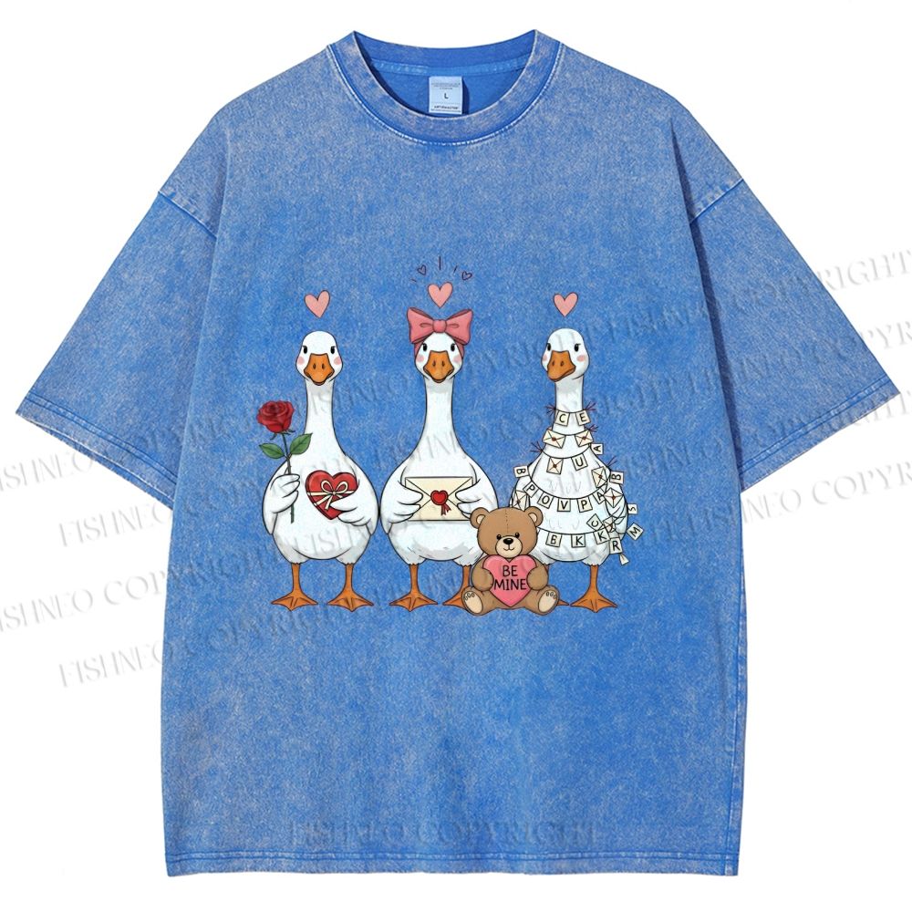 Unisex Love Of Goose Printed Washed Tee
