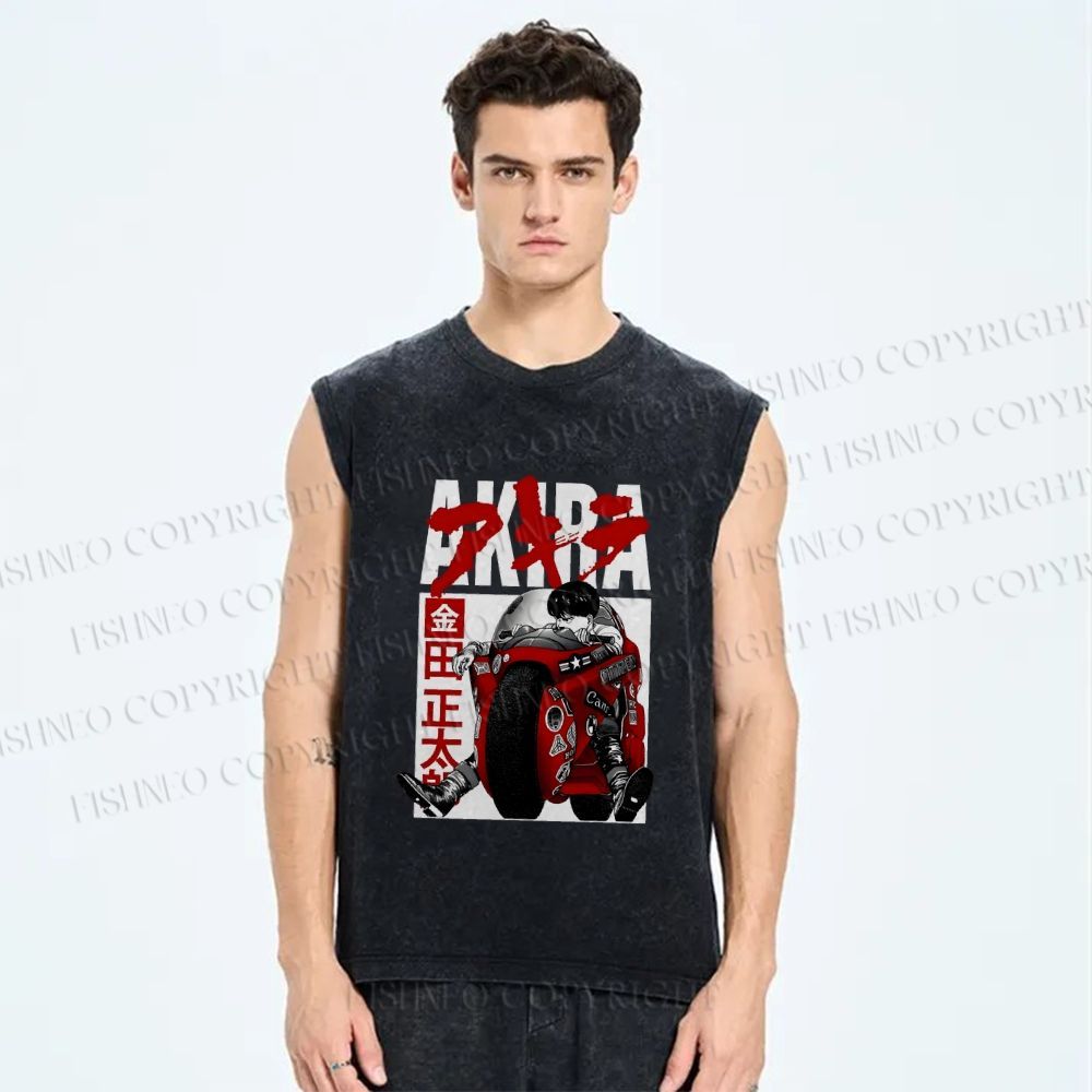 Unisex Akira Vintage Printed Washed Tank Top