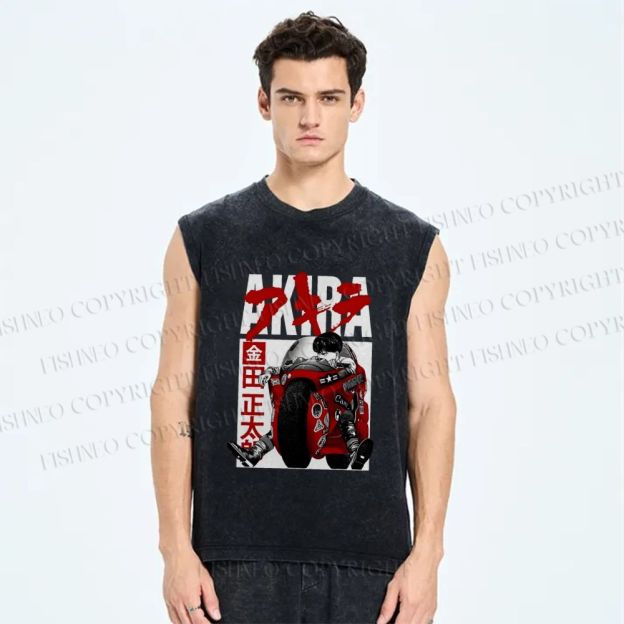 Unisex Akira Vintage Printed Washed Tank Top