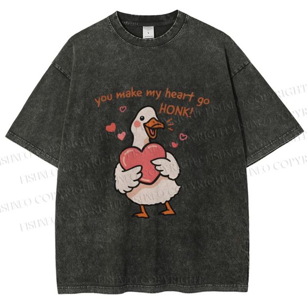 Unisex Make My Heart Go Honk Printed Washed Tee