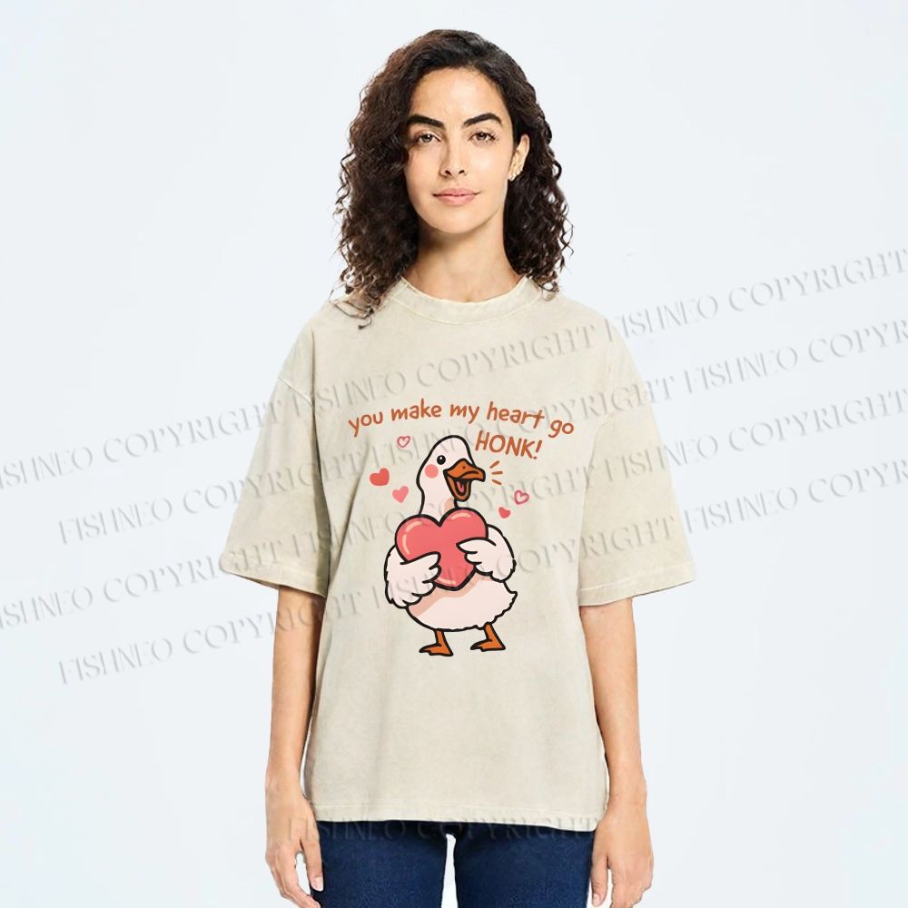 Unisex Make My Heart Go Honk Printed Washed Tee