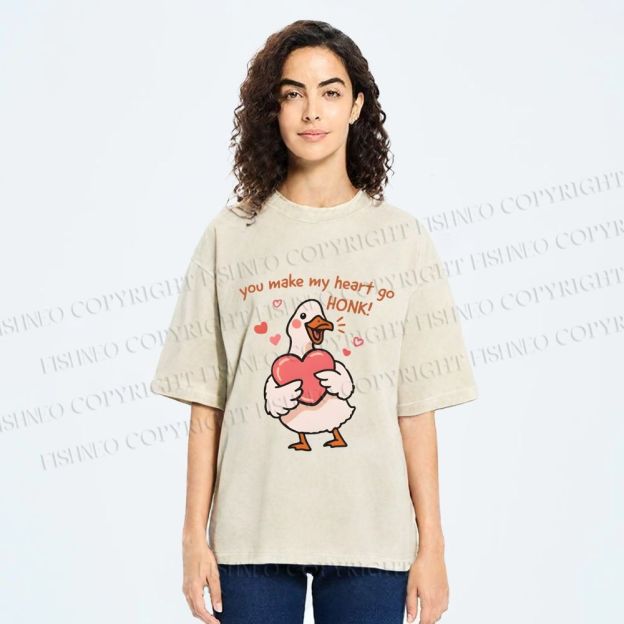 Unisex Make My Heart Go Honk Printed Washed Tee