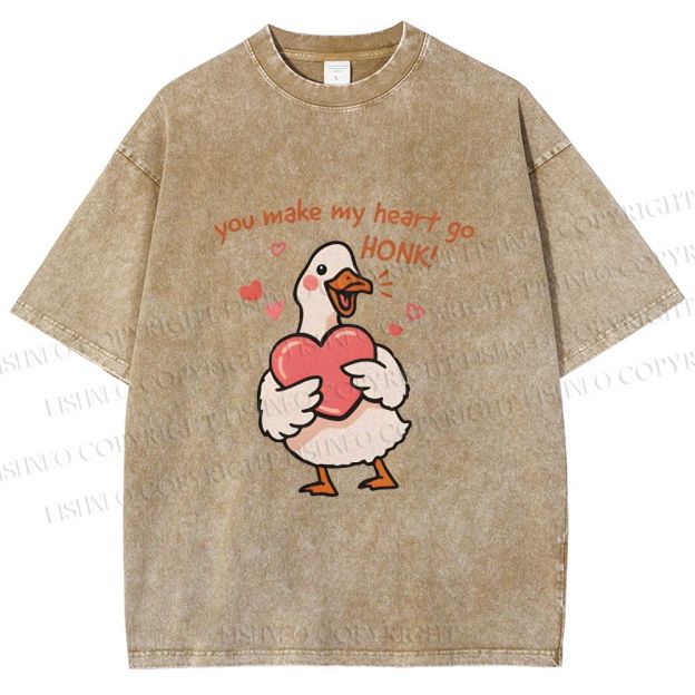 Unisex Make My Heart Go Honk Printed Washed Tee