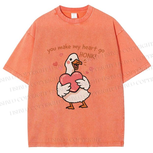 Unisex Make My Heart Go Honk Printed Washed Tee