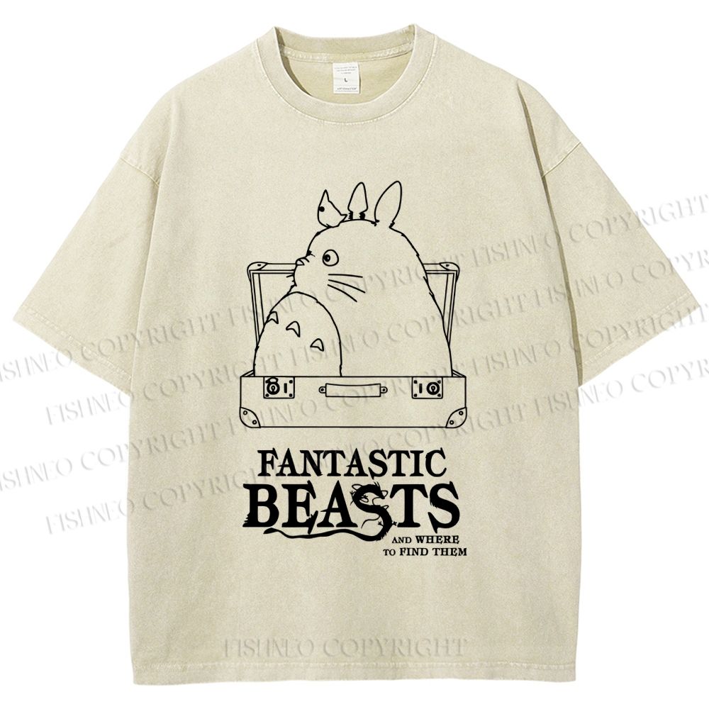 Unisex Totoro Fantastic Beasts And Where To Find Them Printed Washed Tee