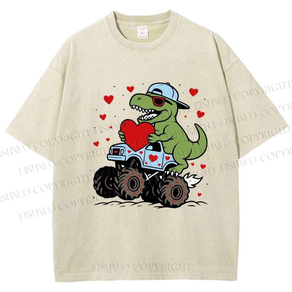Unisex Love Of Dinosaur Printed Washed Tee