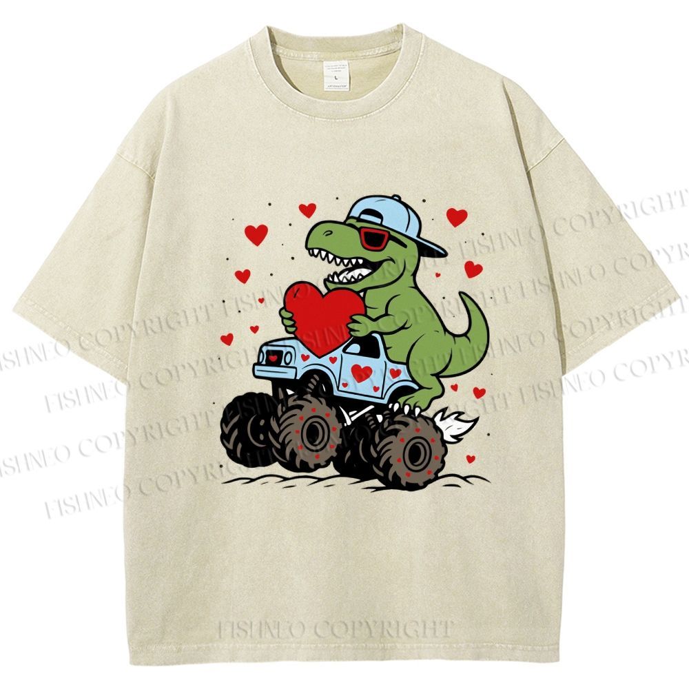 Unisex Love Of Dinosaur Printed Washed Tee