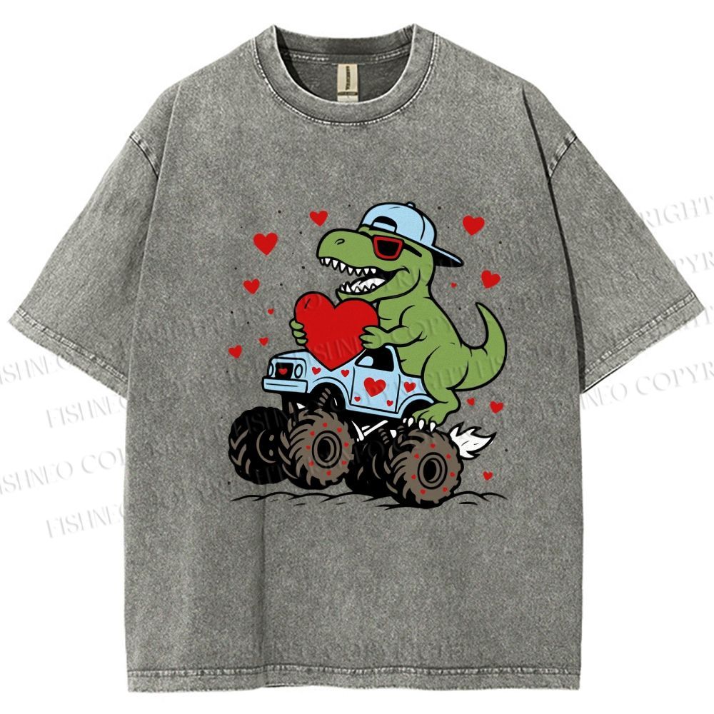 Unisex Love Of Dinosaur Printed Washed Tee