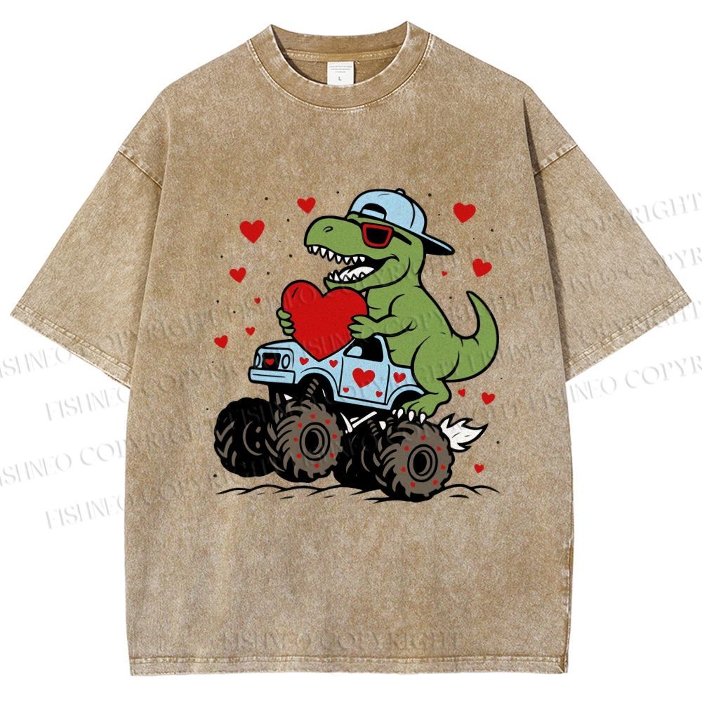 Unisex Love Of Dinosaur Printed Washed Tee
