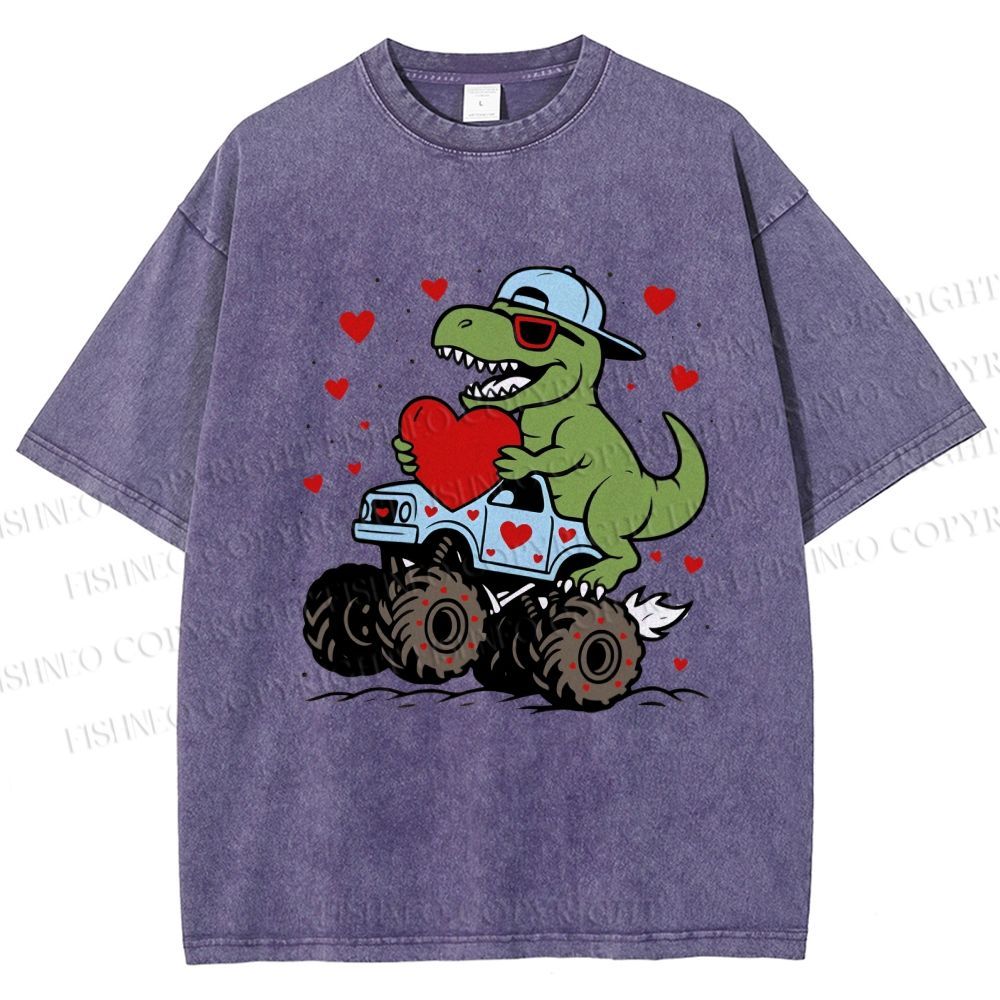 Unisex Love Of Dinosaur Printed Washed Tee