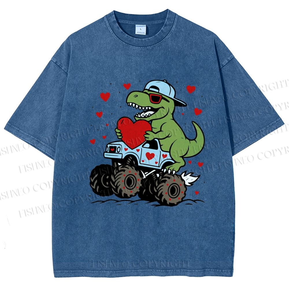 Unisex Love Of Dinosaur Printed Washed Tee