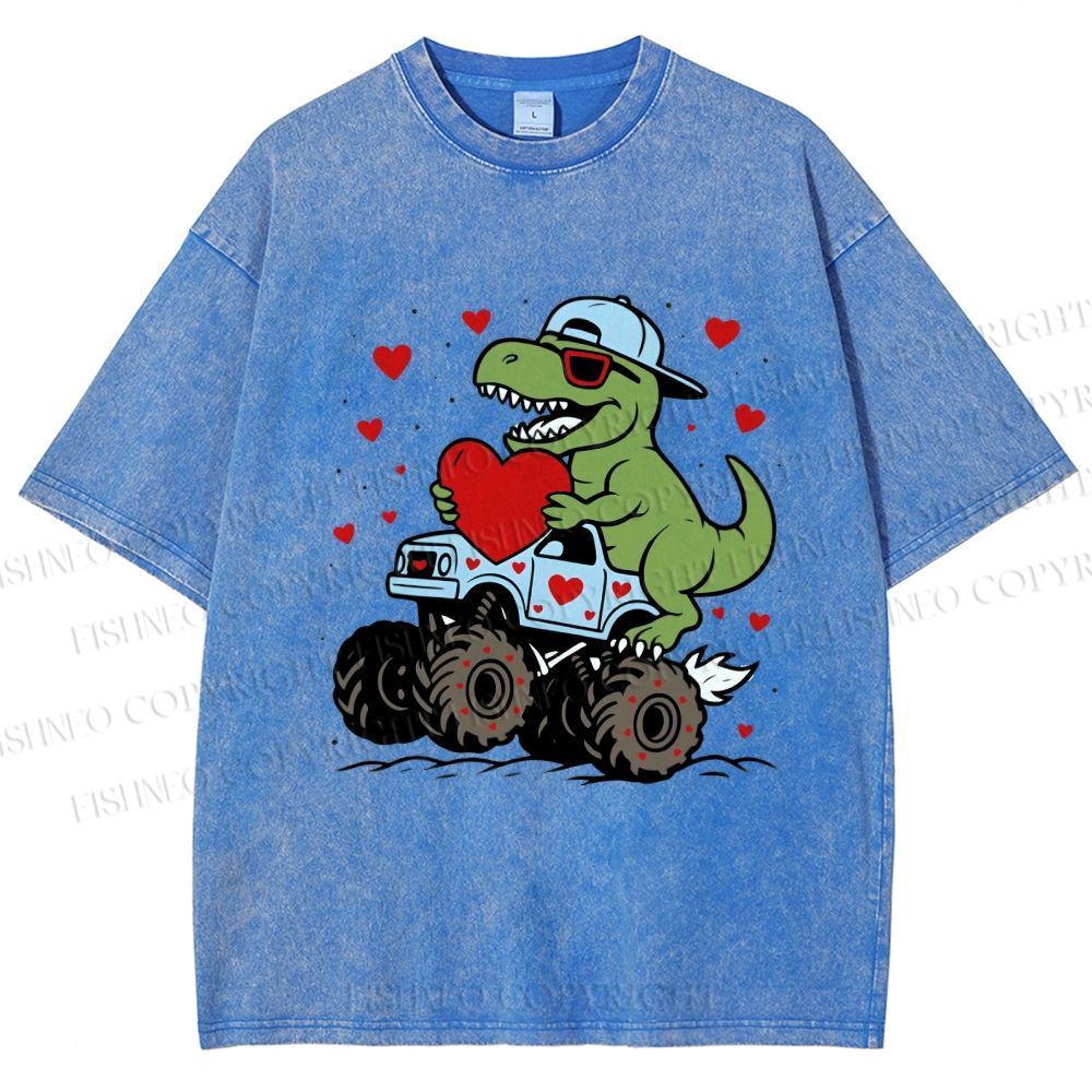 Unisex Love Of Dinosaur Printed Washed Tee