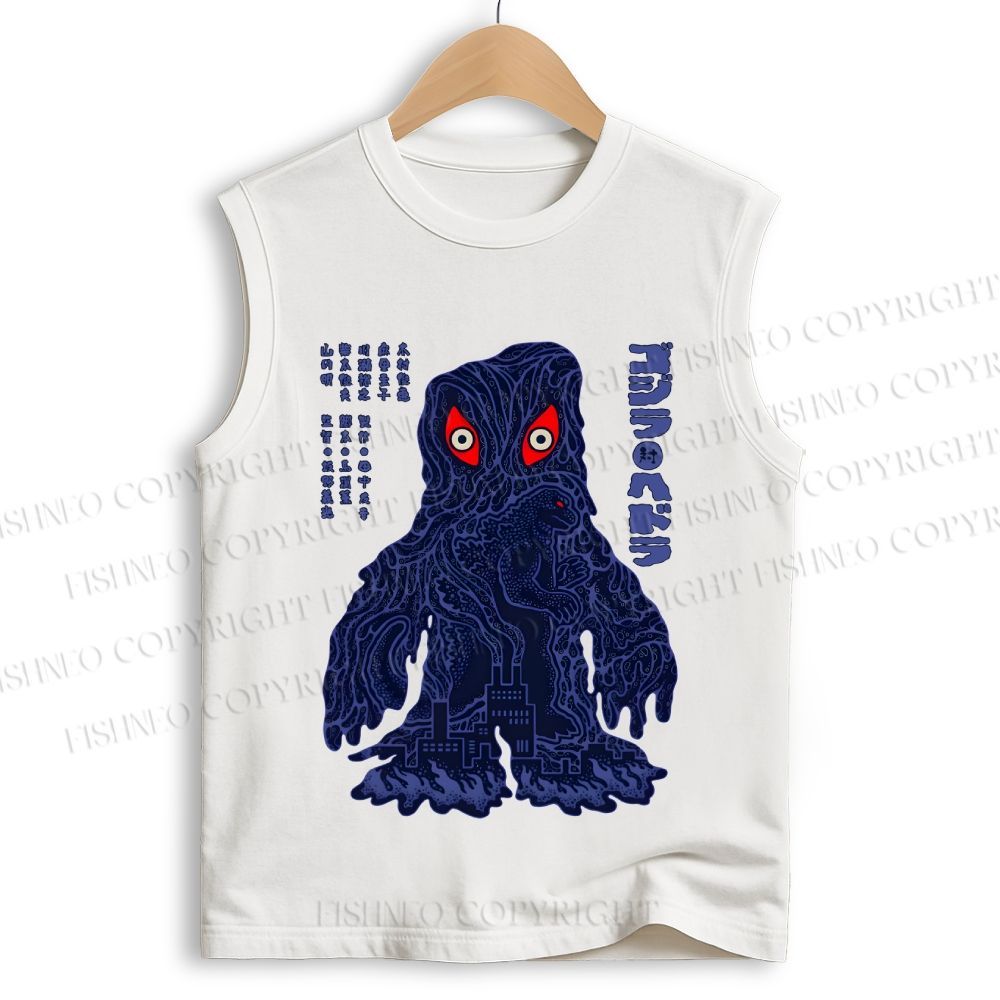 Unisex Japanese Monster Printed Cotton Tank Top