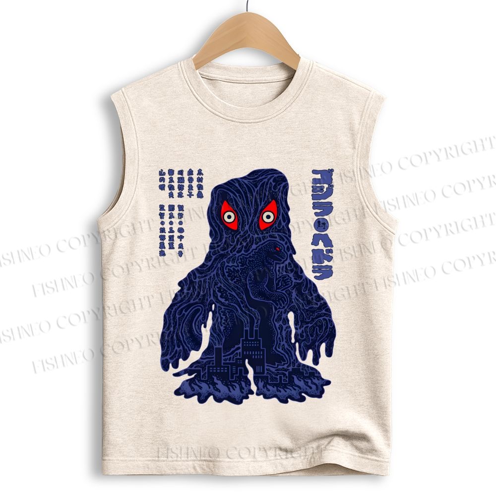 Unisex Japanese Monster Printed Cotton Tank Top