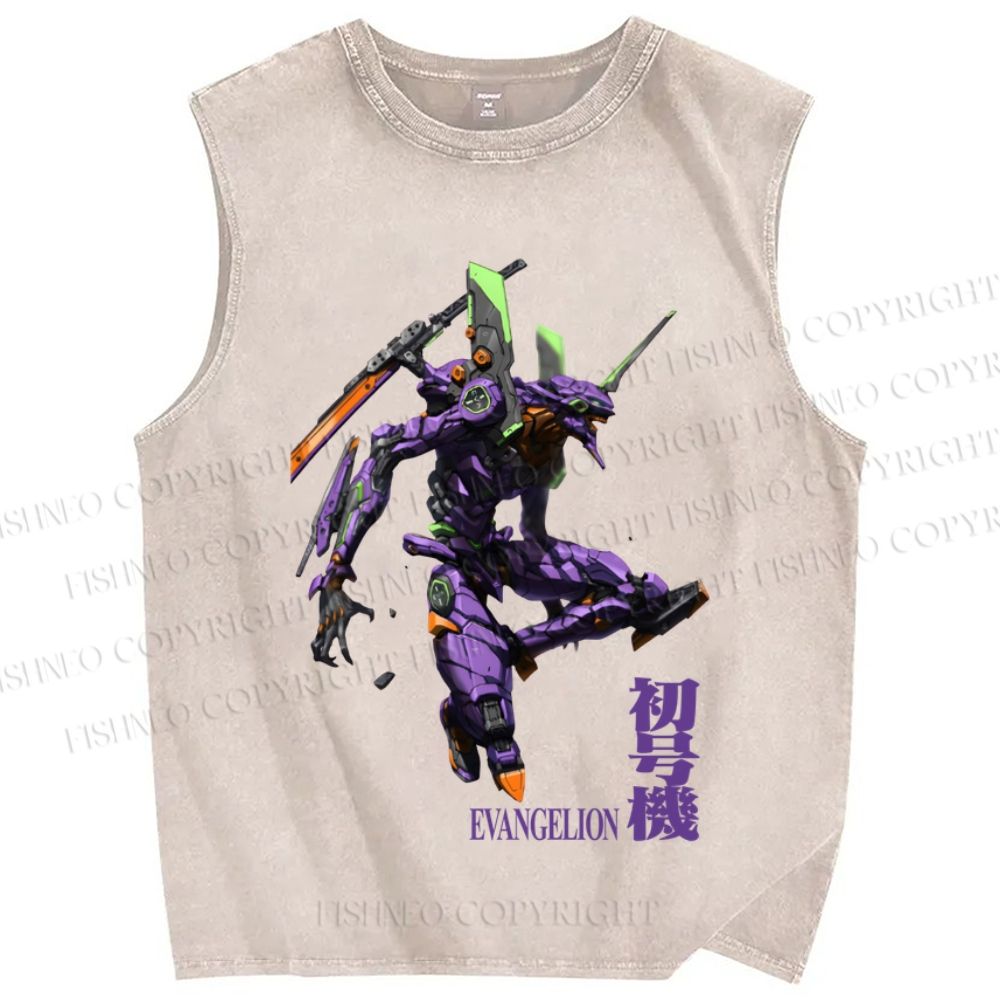 Unisex Neon Genesis Evangelion 01 Printed Washed Tank Top