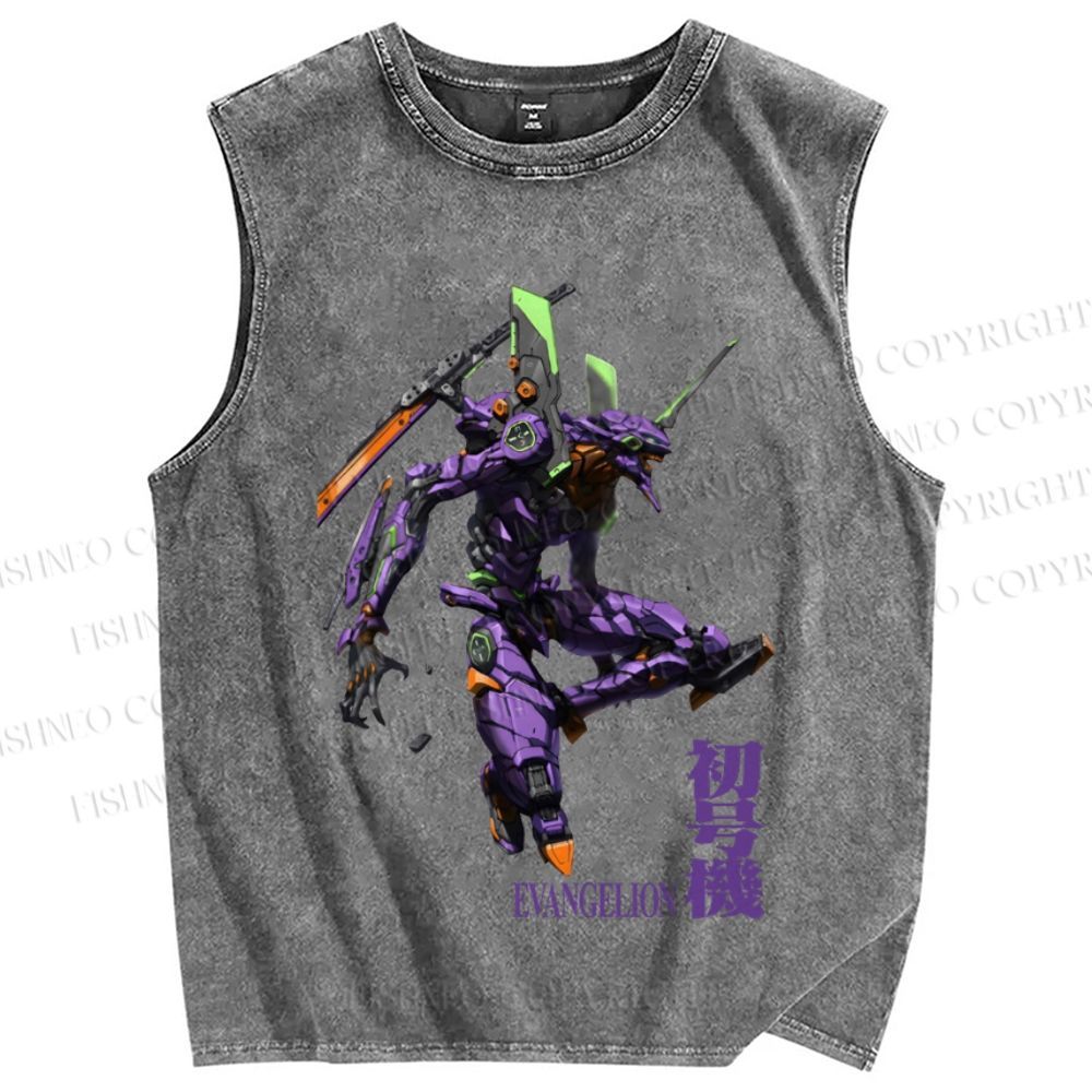 Unisex Neon Genesis Evangelion 01 Printed Washed Tank Top