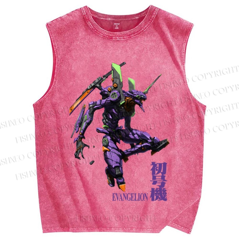 Unisex Neon Genesis Evangelion 01 Printed Washed Tank Top