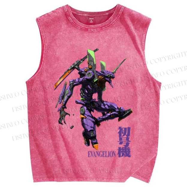 Unisex Neon Genesis Evangelion 01 Printed Washed Tank Top