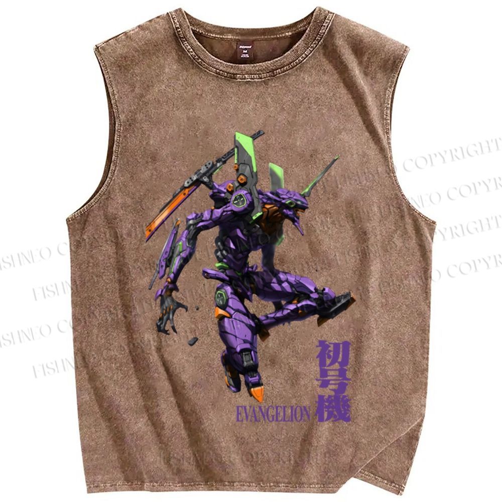 Unisex Neon Genesis Evangelion 01 Printed Washed Tank Top