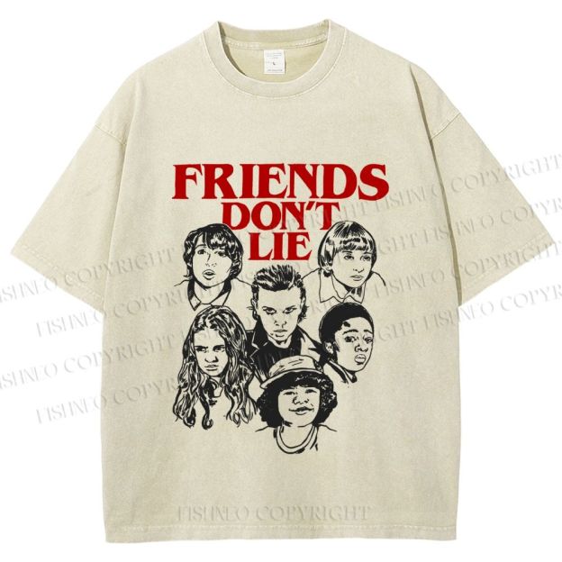 Unisex Stranger Things Friends Dont Lie Printed Washed Tee