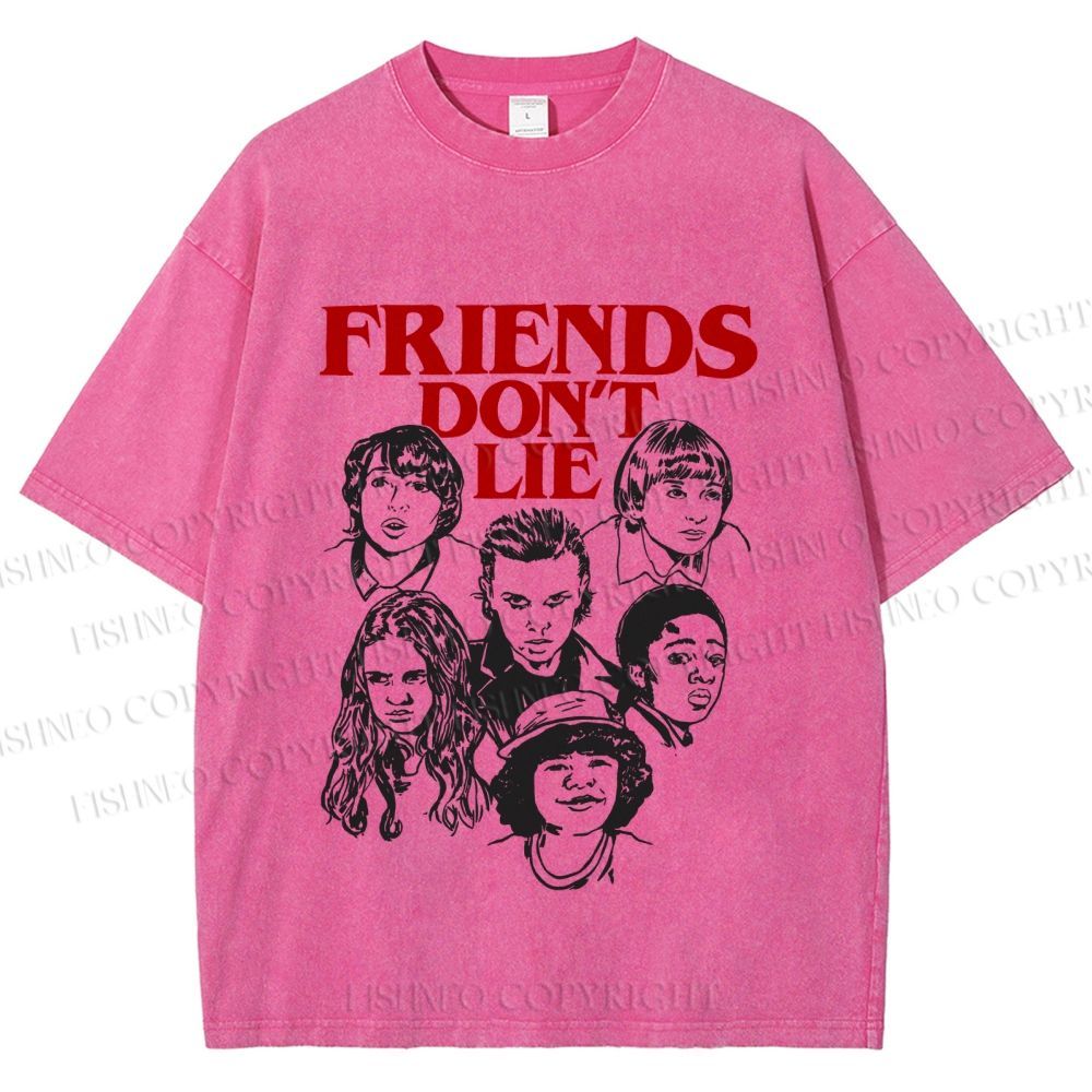 Unisex Stranger Things Friends Dont Lie Printed Washed Tee