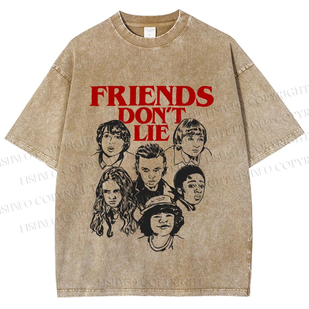 Unisex Stranger Things Friends Dont Lie Printed Washed Tee