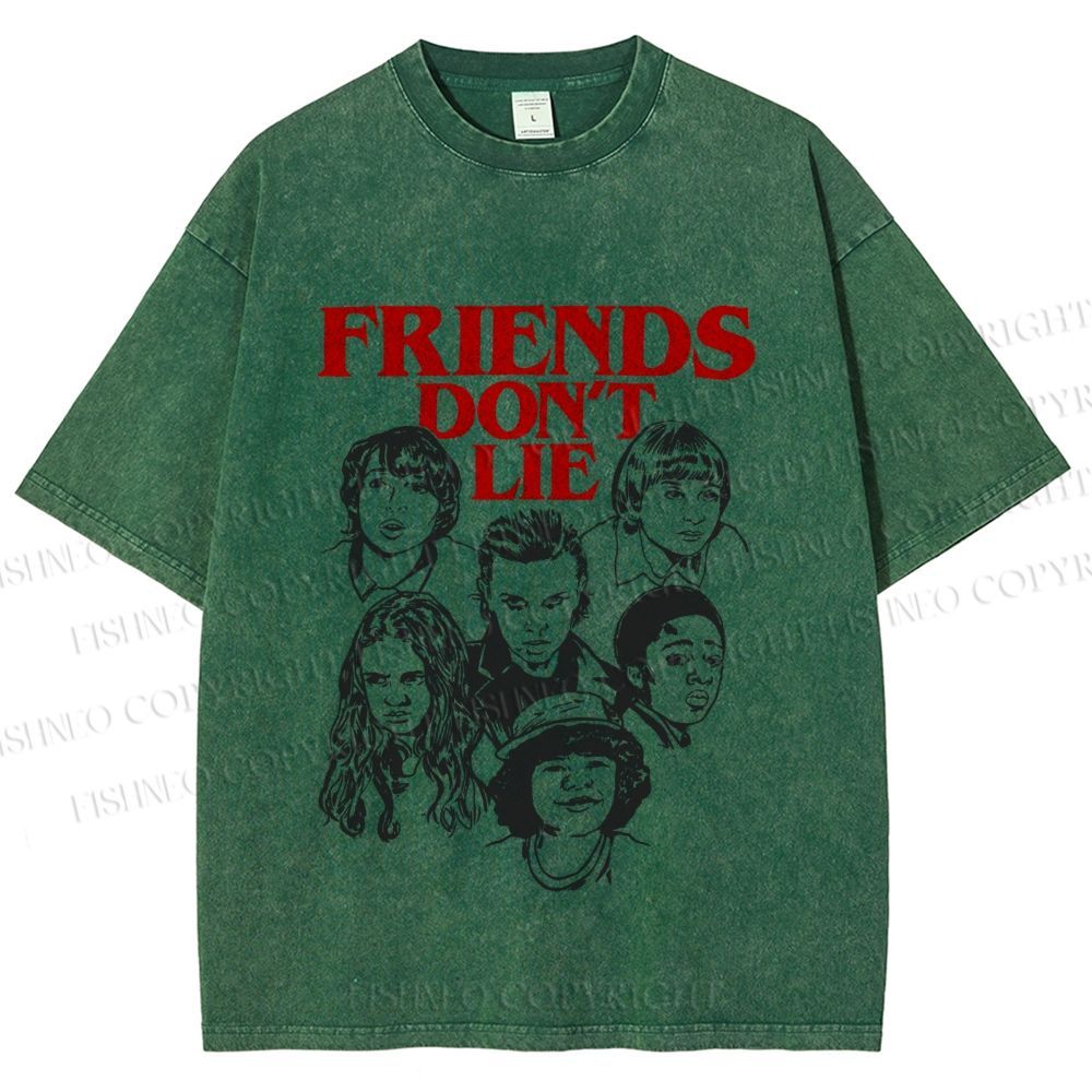 Unisex Stranger Things Friends Dont Lie Printed Washed Tee