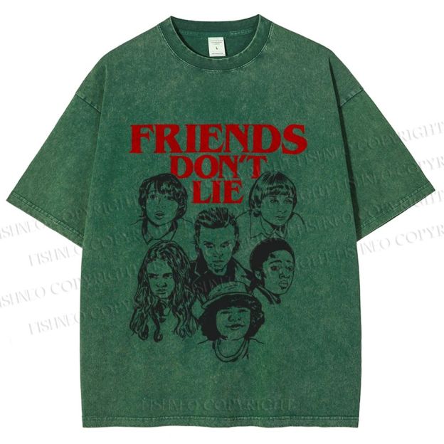 Unisex Stranger Things Friends Dont Lie Printed Washed Tee