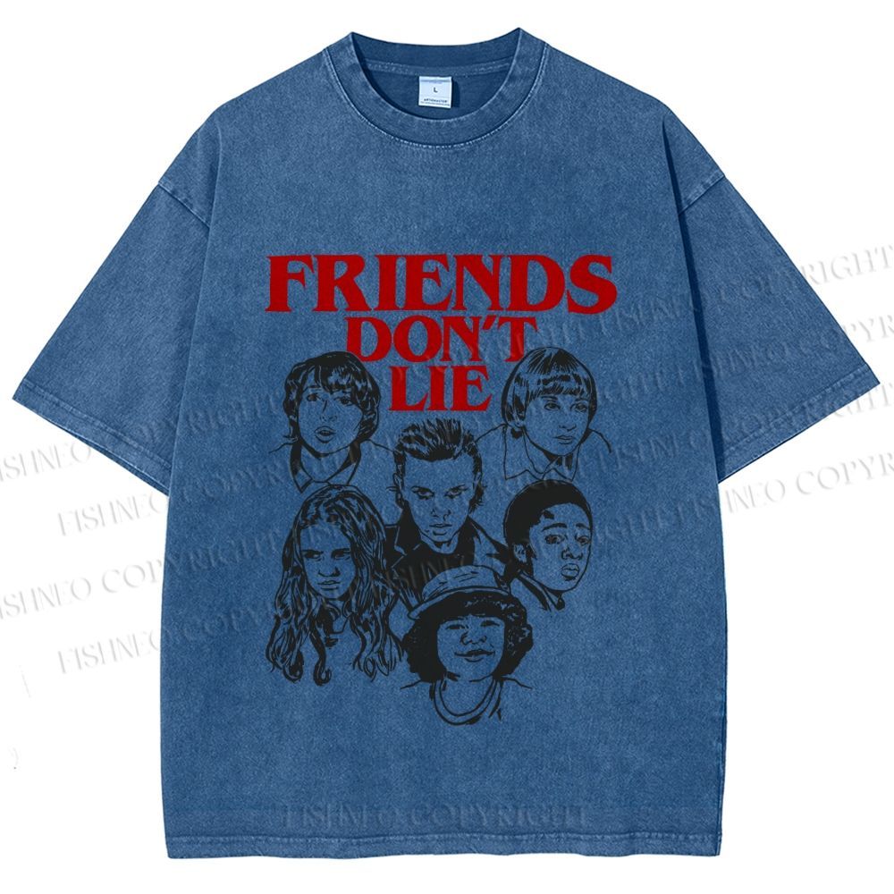 Unisex Stranger Things Friends Dont Lie Printed Washed Tee