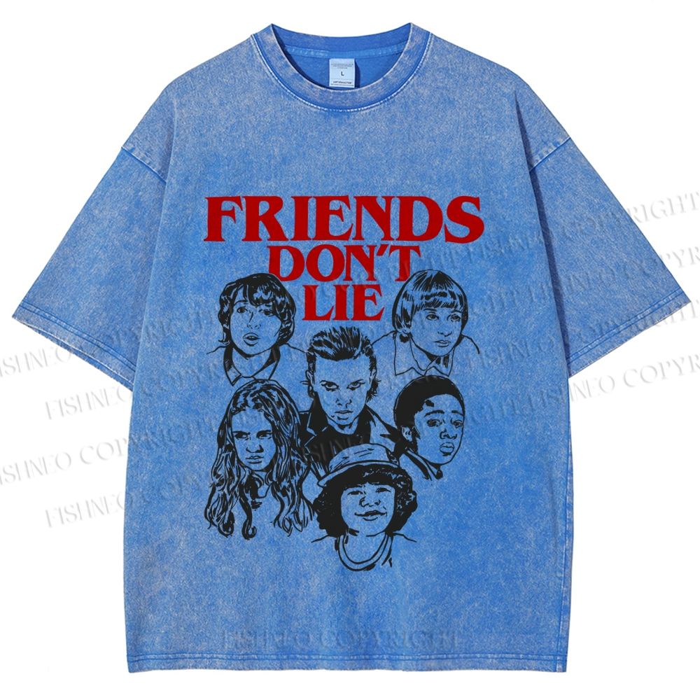 Unisex Stranger Things Friends Dont Lie Printed Washed Tee