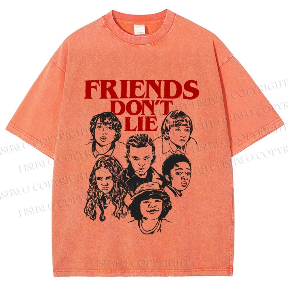 Unisex Stranger Things Friends Dont Lie Printed Washed Tee