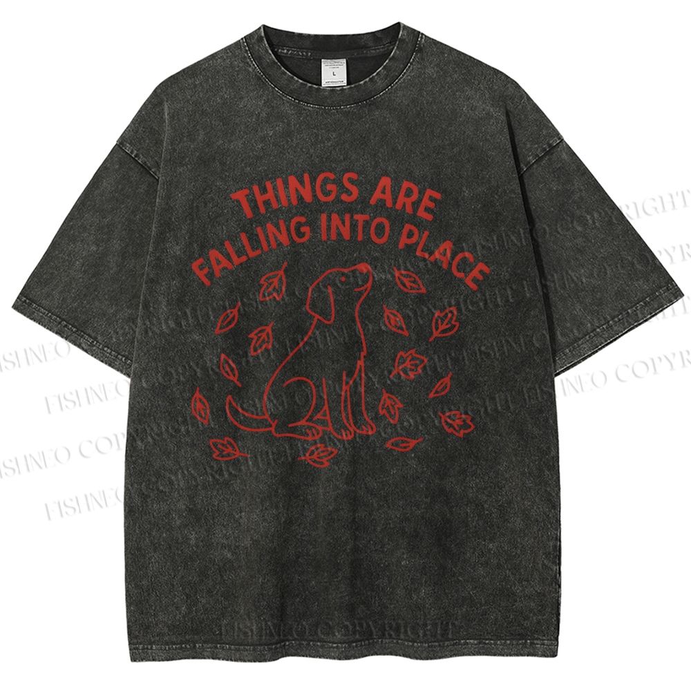 Unisex Things Are Falling Into Place Printed Washed Tee