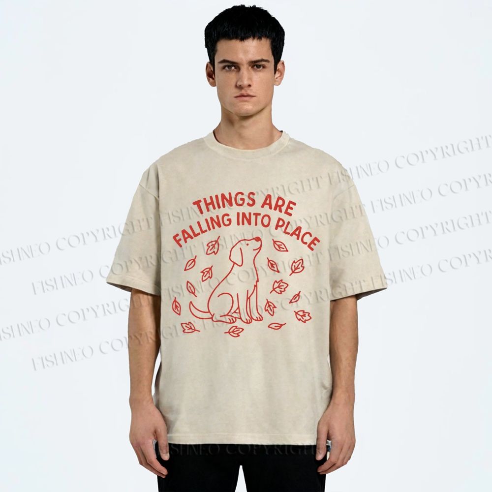 Unisex Things Are Falling Into Place Printed Washed Tee