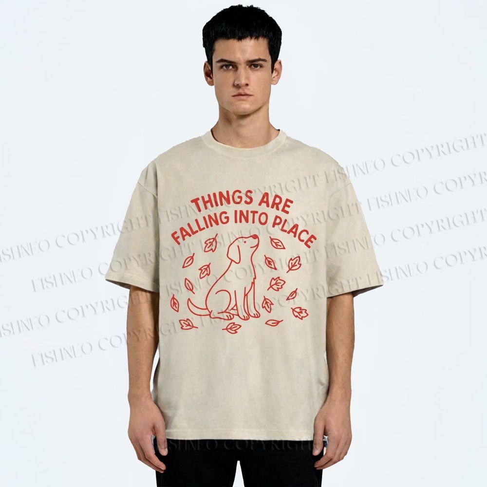 Unisex Things Are Falling Into Place Printed Washed Tee